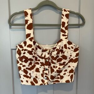 Altar’d State Brown Cow Print Busty Cropped Top
